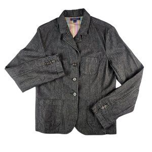 LANDS' END Women's Jean Jacket Size 10 Washed Black Denim